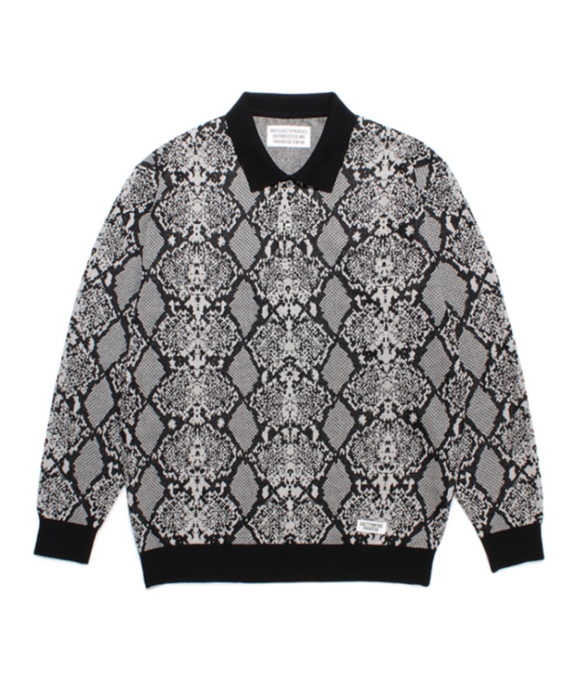 極美品 WACKO MARIA PYTHON KNIT POLO SHIRT WACKO MARIA (ワコマリア) PYTHON KNIT POLO SHIRT (パイソン