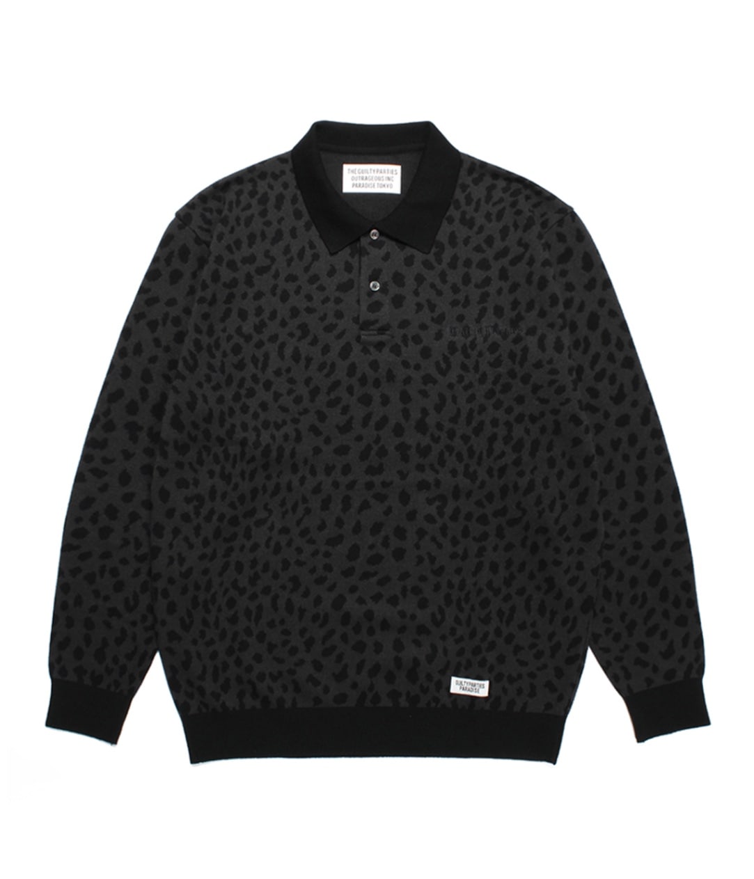 ワコマリア　レオパード　ニットポロ　S チャコール　2023FW LEOPARD KNIT JACQUARD POLO SHIRT【CHARCOAL】｜WACKO MARIA｜MELTING