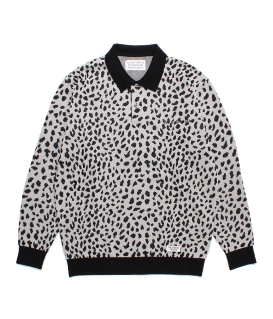 LEOPARD KNIT JACQUARD POLO SHIRT【GRAY】｜WACKO MARIA｜MELTING POT