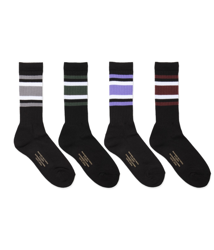 STRIPED JACQUARD SOCKS【BLACK】