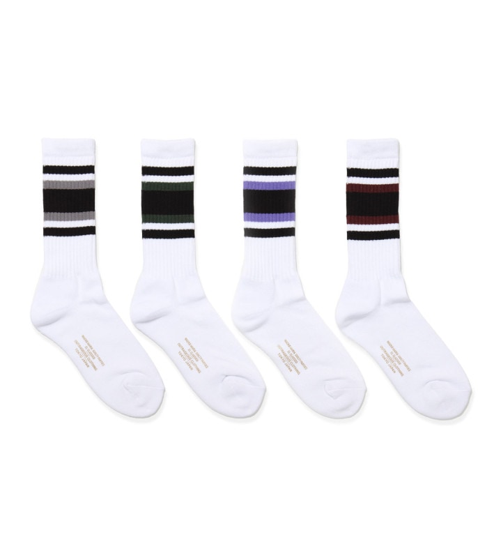 STRIPED JACQUARD SOCKS【WHITE】