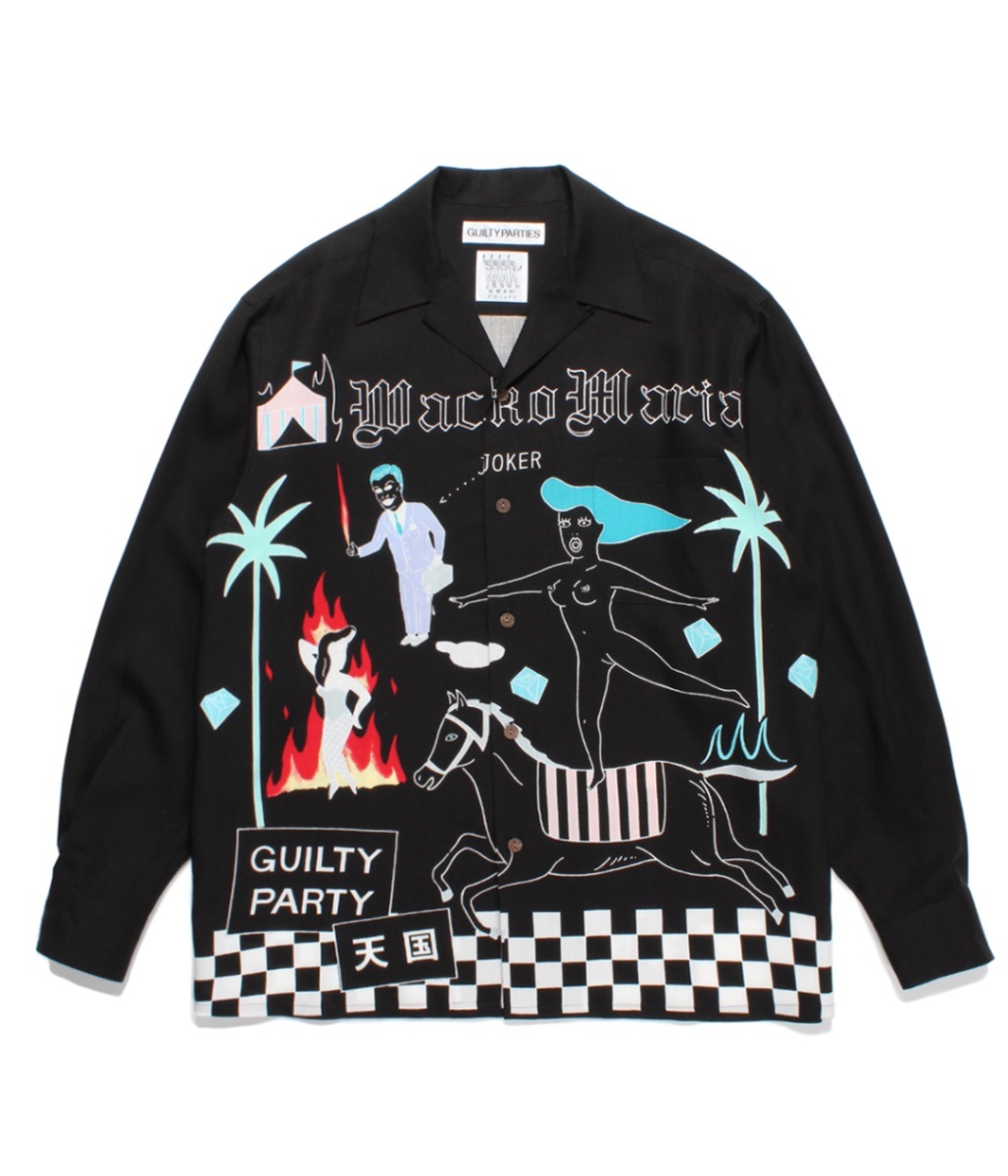 ワコマリア世界平和プロジェクトシャツサイズＸＬ 世界平和プロジェクト HAWAIIAN SHIRT (TYPE-2)【BLACK】｜WACKO MARIA