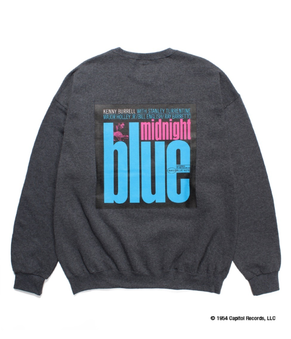 WACKO MARIA BLUE NOTE スウェット(TYPE-4) BLUE NOTE / CREW NECK SWEAT SHIRT (TYPE-4)【CHARCOAL