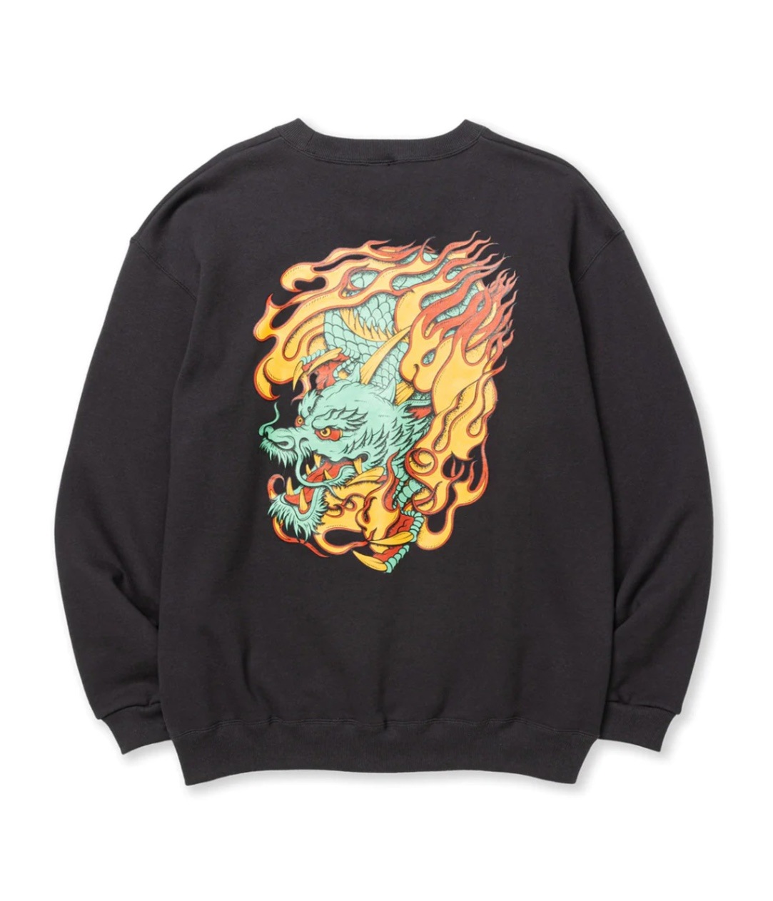 【CALEE】FLAME DRAGON LOGO CREW NECK SW FLAME DRAGON LOGO CREW NECK SW【CHARCOAL】｜CALEE｜MELTING