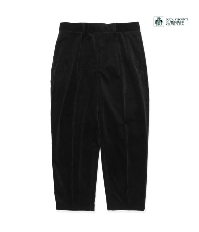 CORDUROY PLEATED TROUSERS (TYPE-2)【BLACK】
