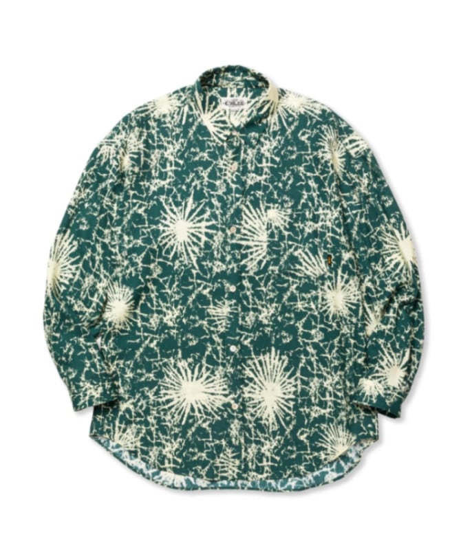 BATIK PATTERN OVER SHILHOUETTE L/S SH【GREEN】