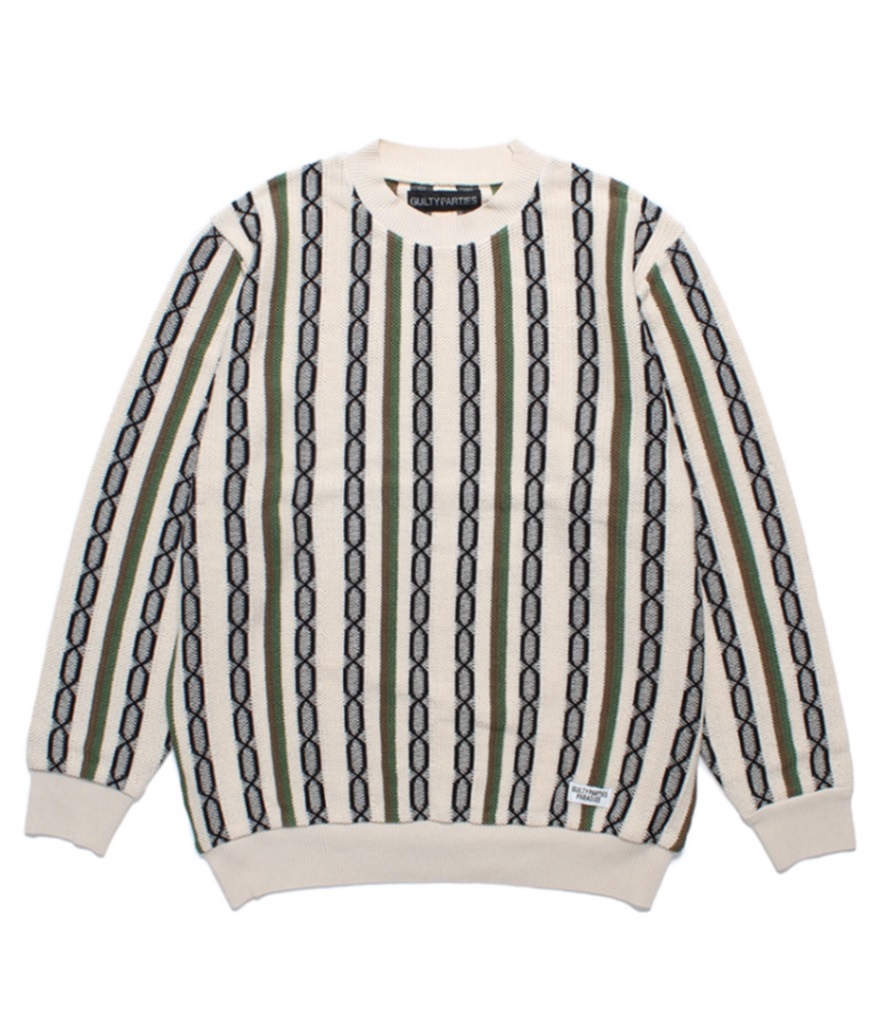 STRIPED JACQUARD KNIT SWEATER (TYPE-1)【BEIGE】