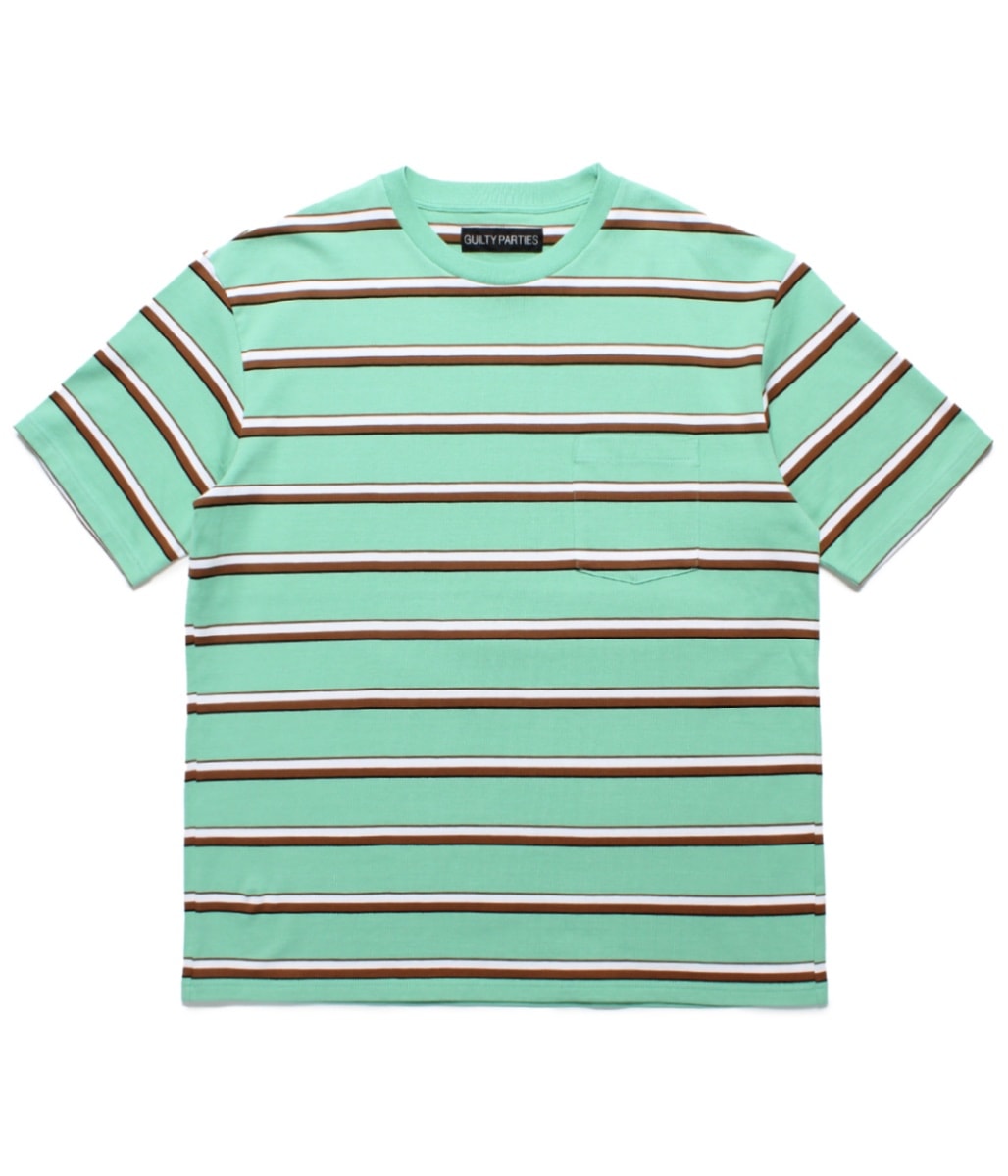 STRIPED CREW NECK T-SHIRT (TYPE-2)【GREEN】