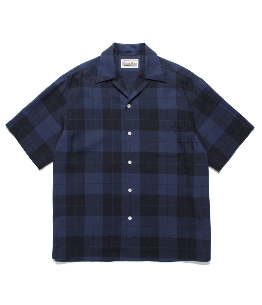 OMBRE CHECK OPEN COLLAR SHIRT (TYPE-3)【NAVY】