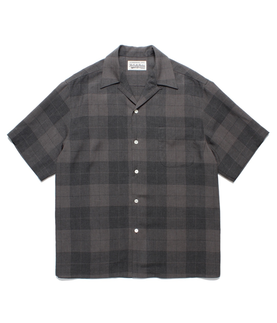 OMBRE CHECK OPEN COLLAR SHIRT (TYPE-3)【GRAY】