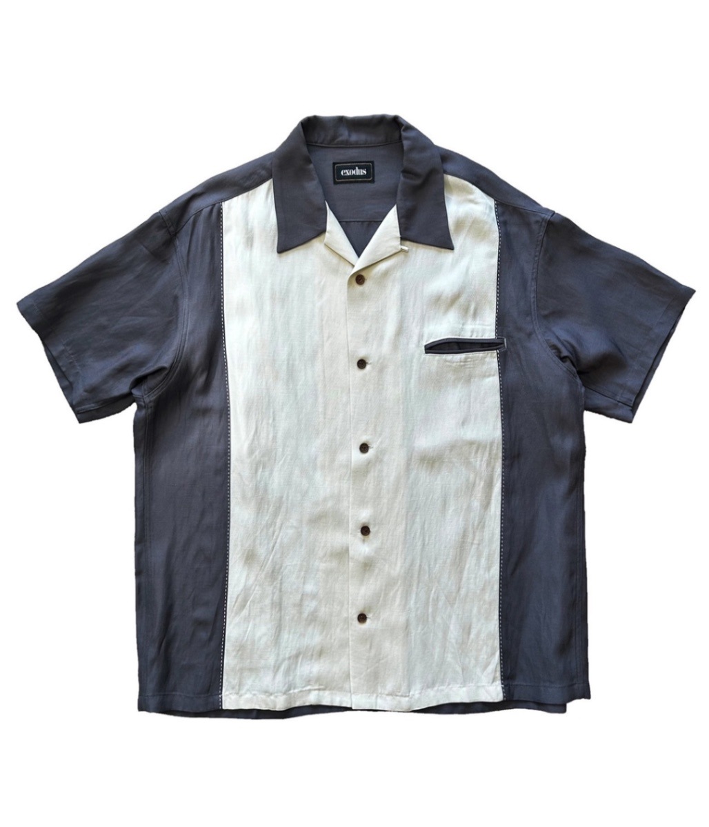 トップス EXODUS 2TONE OPEN COLLAR 2TONE OPEN COLLAR SHIRTS【GRAY×WHITE】｜EXODUS｜MELTING POT