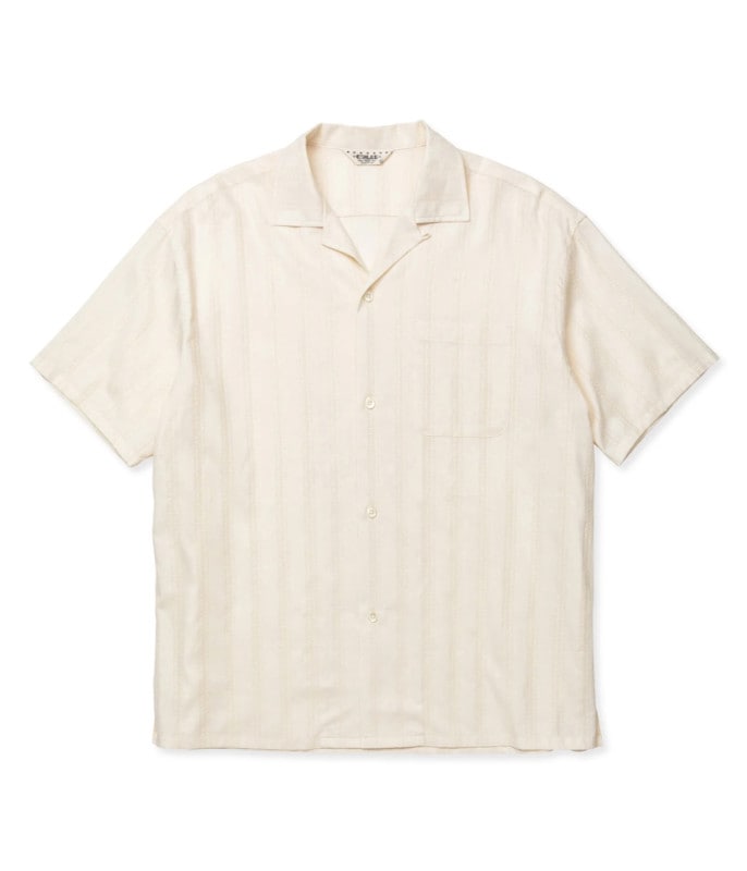 VINTAGE TYPE LENO CLOTH OPEN COLLAR SHIRT【WHITE】