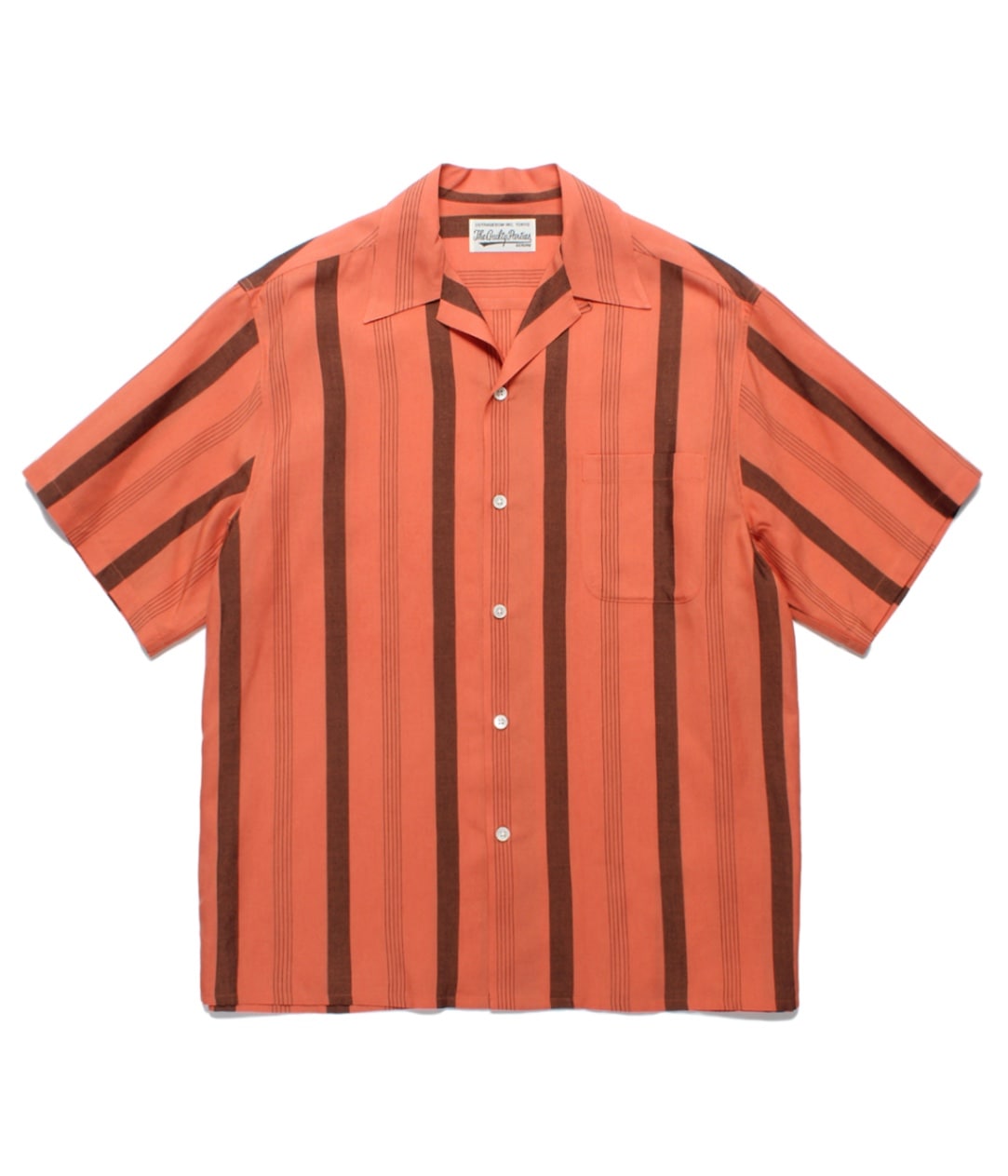 STRIPED OPEN COLLAR SHIRT (TYPE-1)【ORANGE】