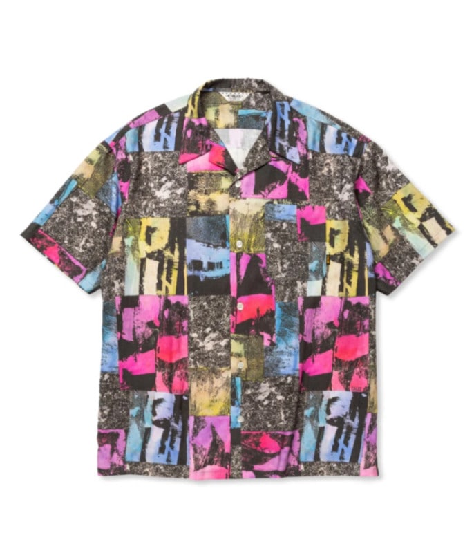 R/P ALLOVER PATTERN CROSS OVER SHIRT【BLACK】