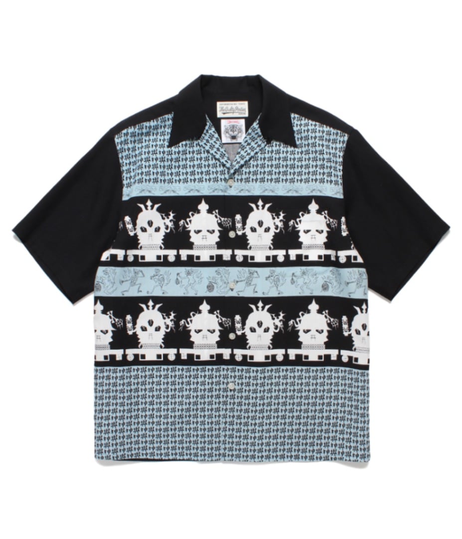 WOLF'S HEAD / HAWAIIAN SHIRT (TYPE-1)【BLUE-BLACK】｜WACKO MARIA