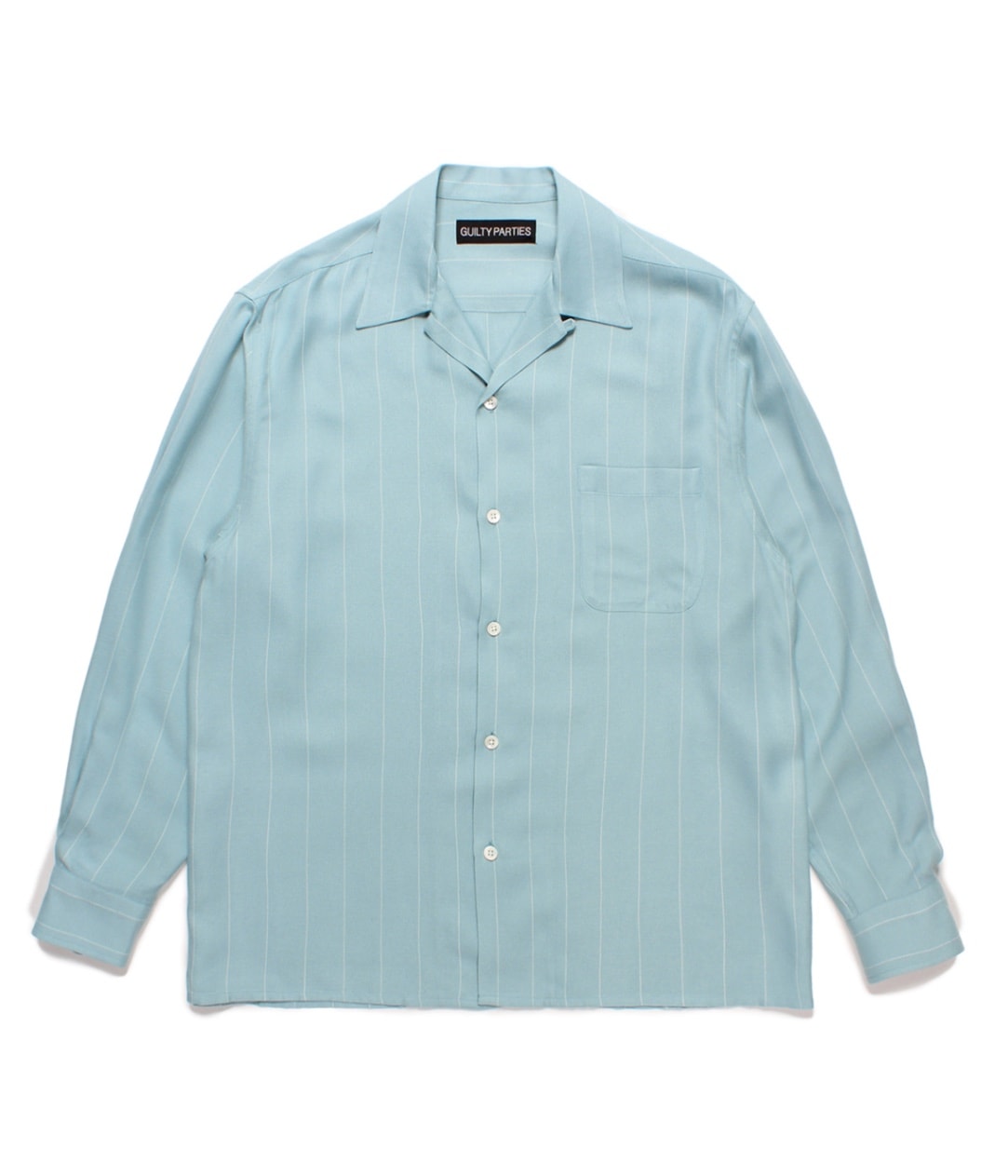 STRIPED OPEN COLLAR SHIRT L/S (TYPE-2)【MINT】