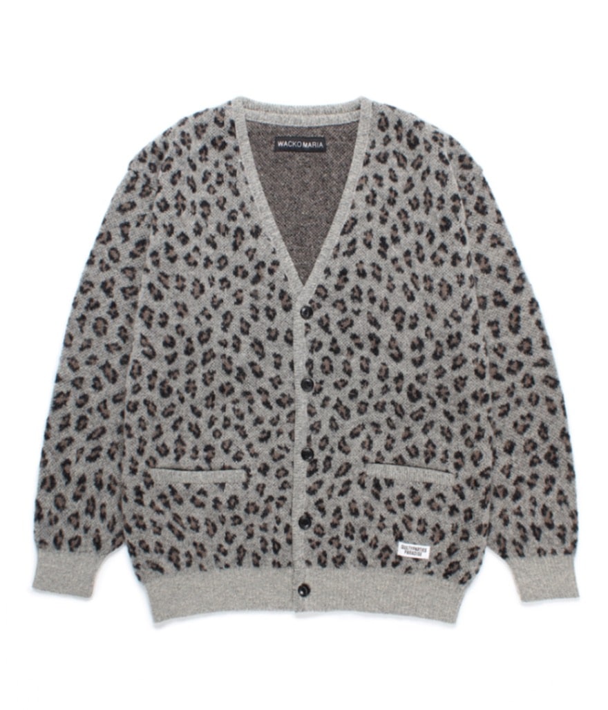 LEOPARD JACQUARD MOHAIR KNIT CARDIGAN【GRAY】｜WACKO MARIA