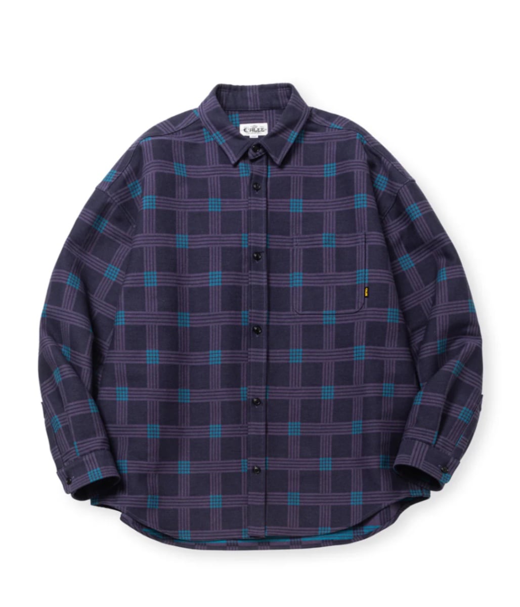 BOX CHECK DROP SHIRT【DARK PURPLE 】