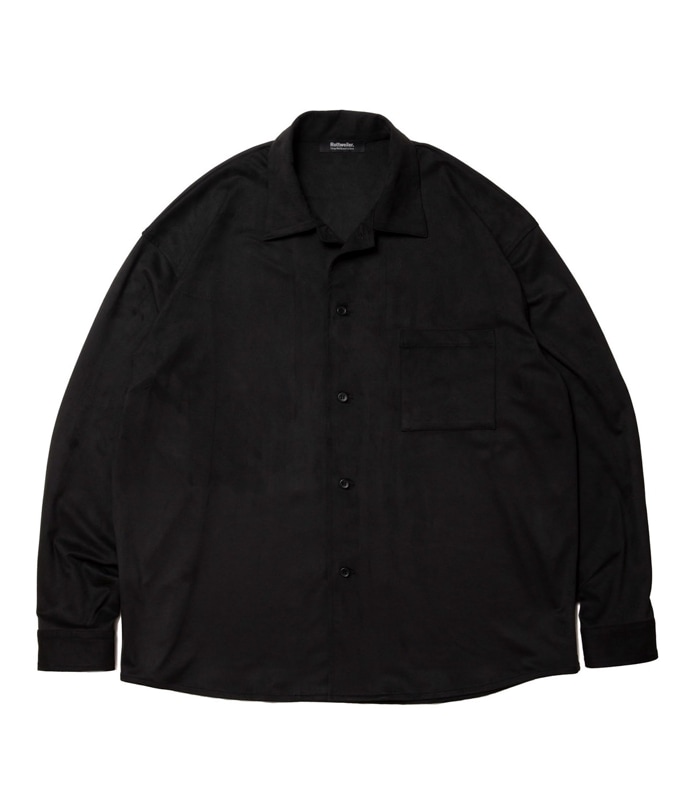 R9 F.SUEDE OPENCOLLAR SHIRT【BLACK】