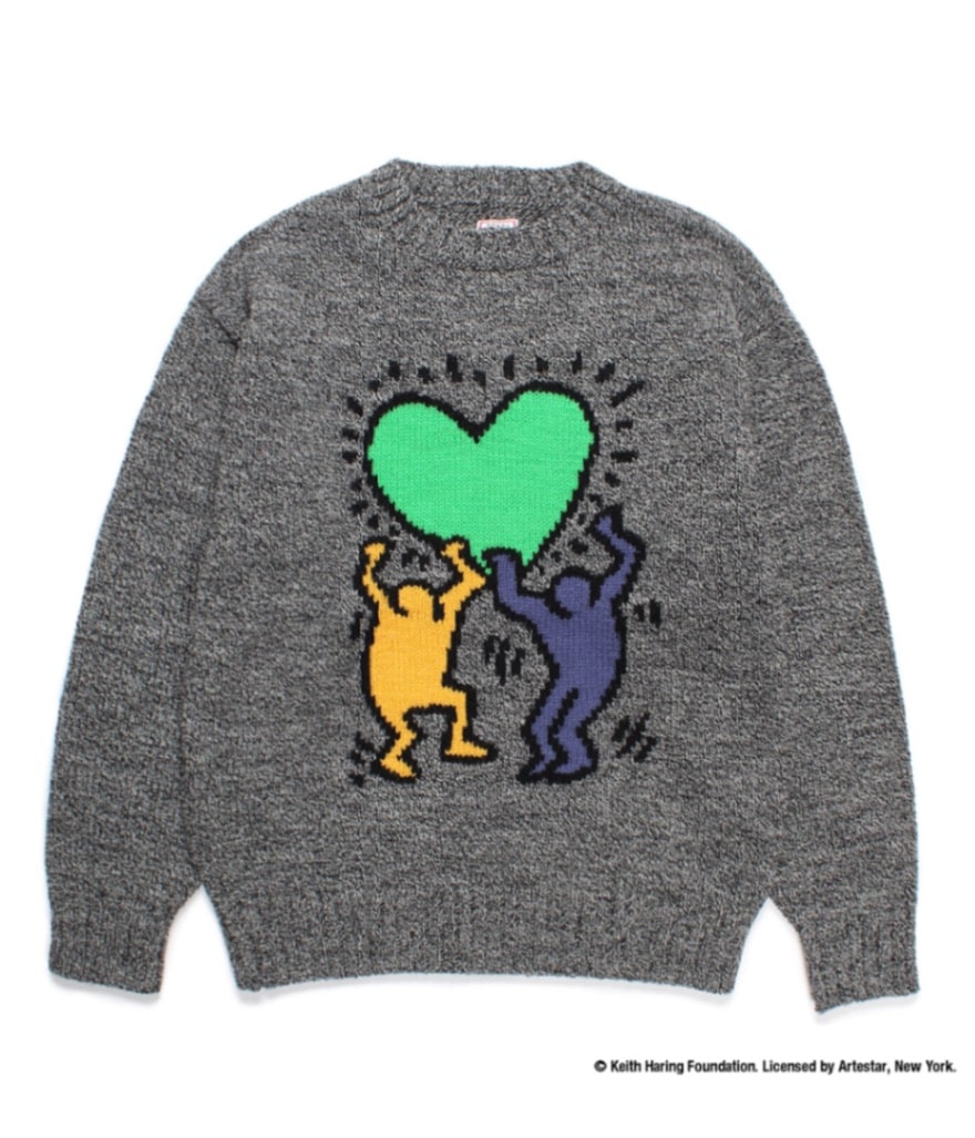 トップス KEITH HARING / JACQUARD KNIT SWEATER KEITH HARING / JACQUARD KNIT SWEATER (TYPE-2)【GRAY】｜WACKO MARIA