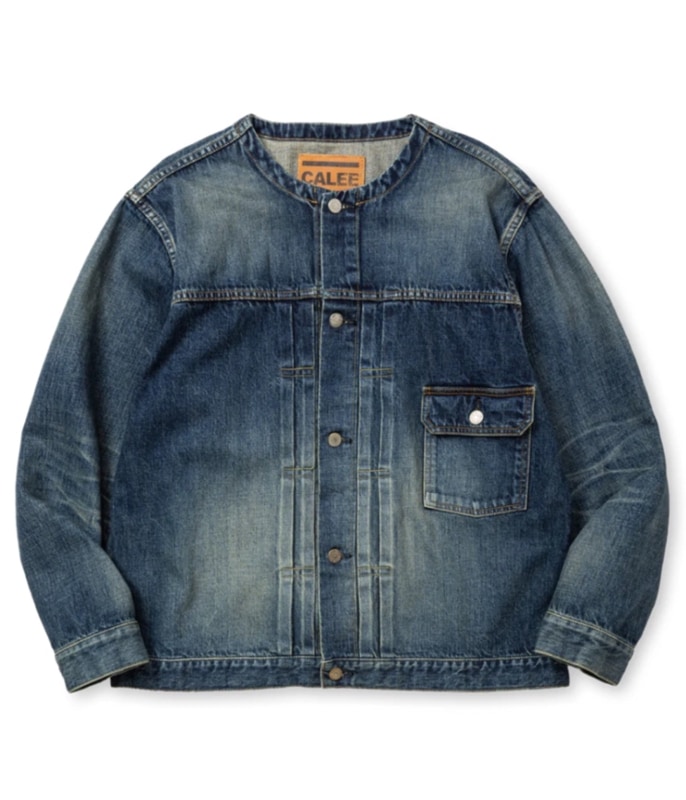 1ST TYPE NO COLLAR DENIM JACKET 【USED INDIGO BLUE】