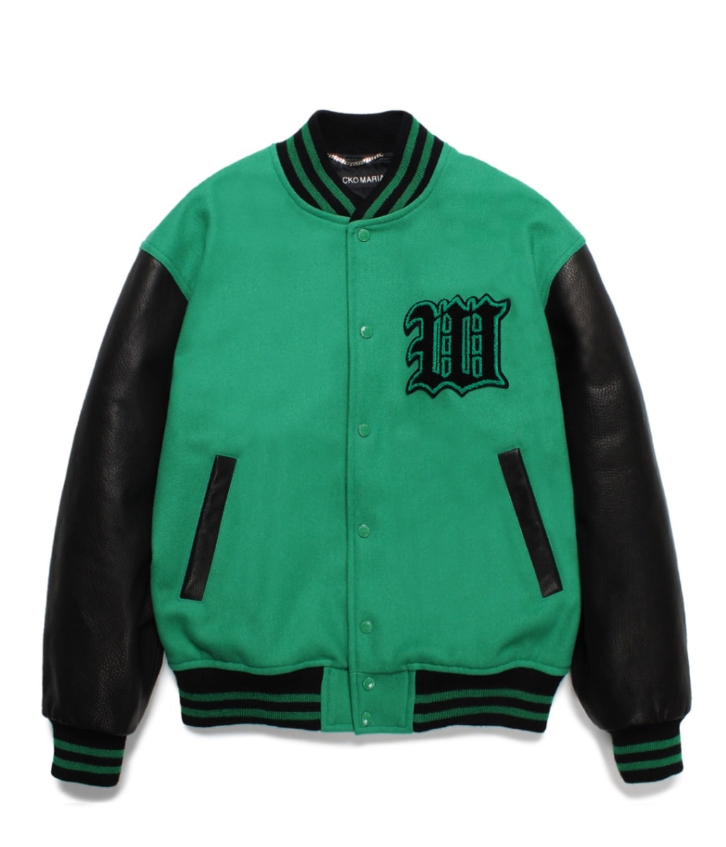 LEATHER VARSITY JACKET (TYPE-2)【GREEN】