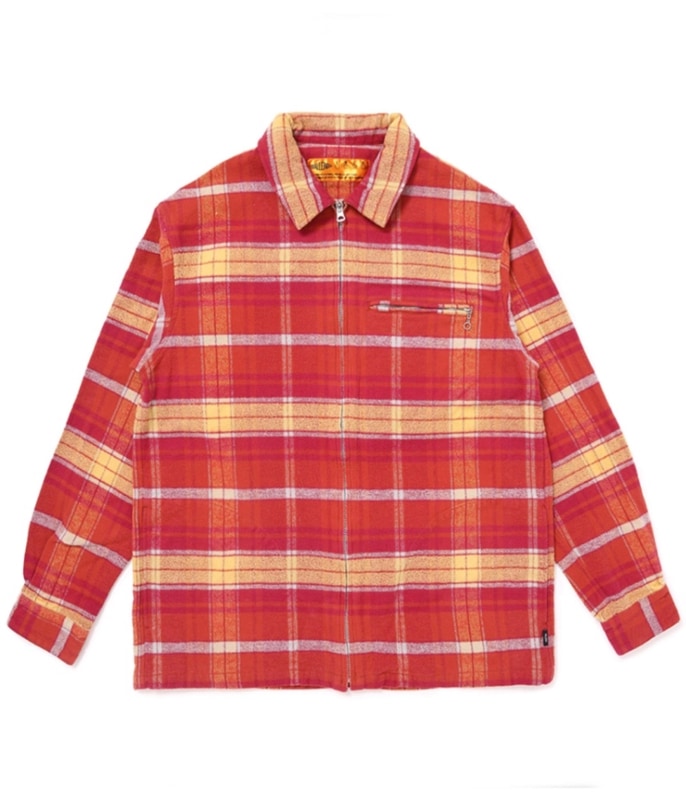 PLAID ZIP UP SHIRT【RED】