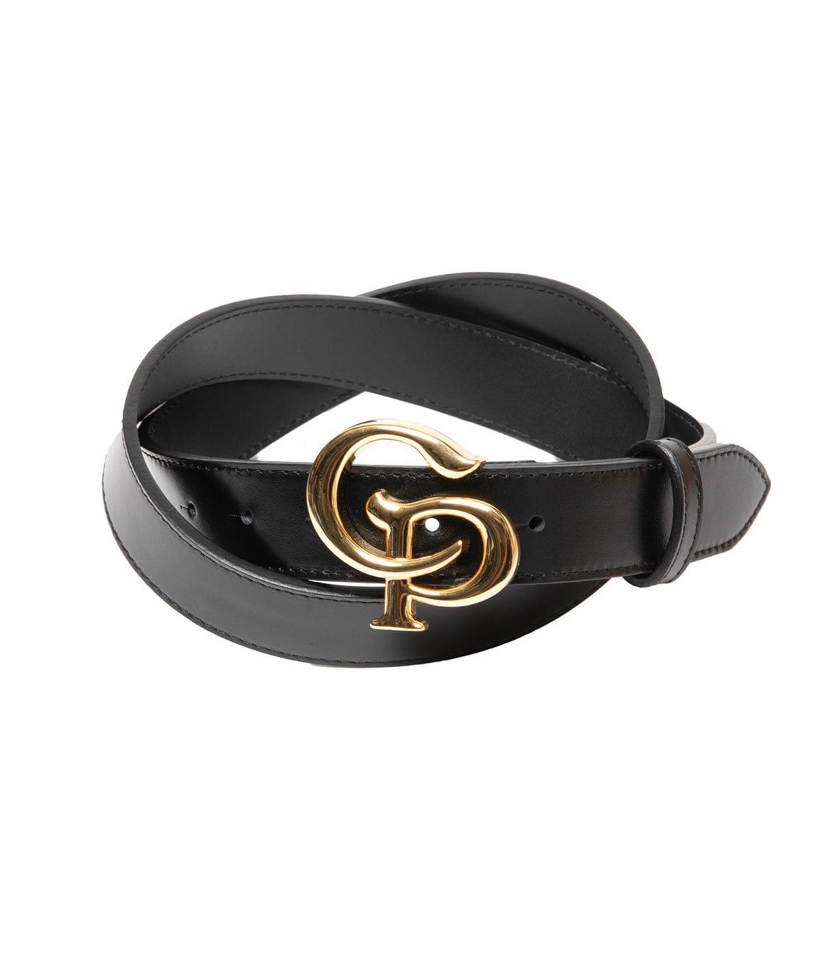 Symbol Buckle Leather Belt　GOLD　Ｍサイズ Men's Big Gold M Buckle 38-mm Imported Italian Leather Belt (105cm