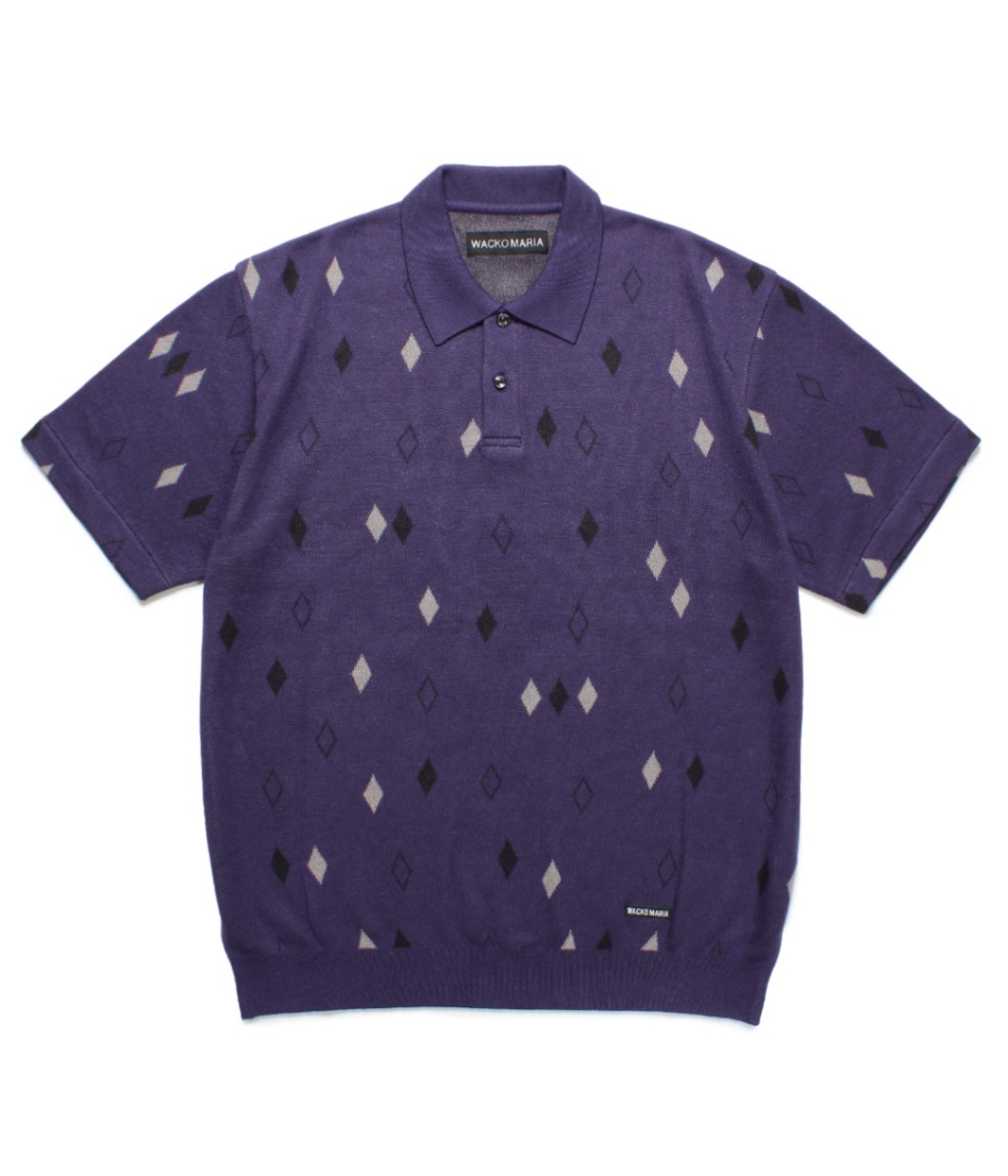 DIAMOND JACQUARD KNIT POLO SHIRT【PURPLE】｜WACKO MARIA｜MELTING