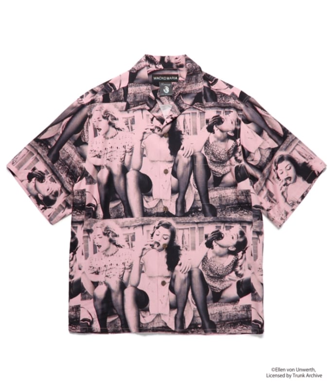 ELLEN VON UNWERTH / S/S HAWAIIAN SHIRT (TYPE-2)【PINK】