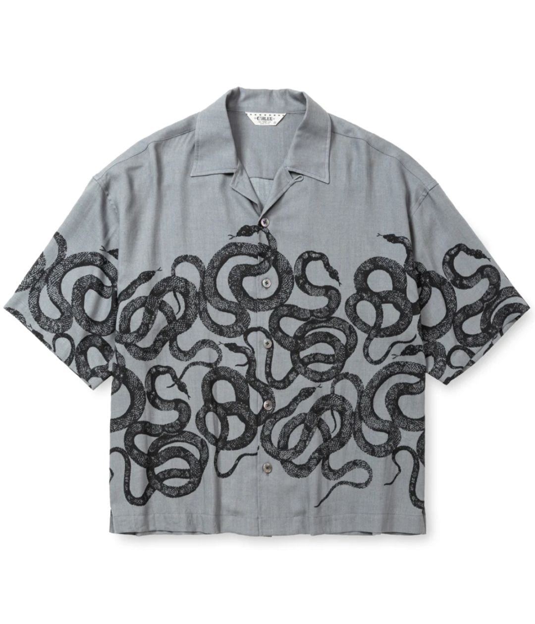 トップス CALEE snake pattern drop shoulder 5 SLEEVES DROP SHOULDER SH -SNAKE PATTERN-【GRAY】｜CALEE