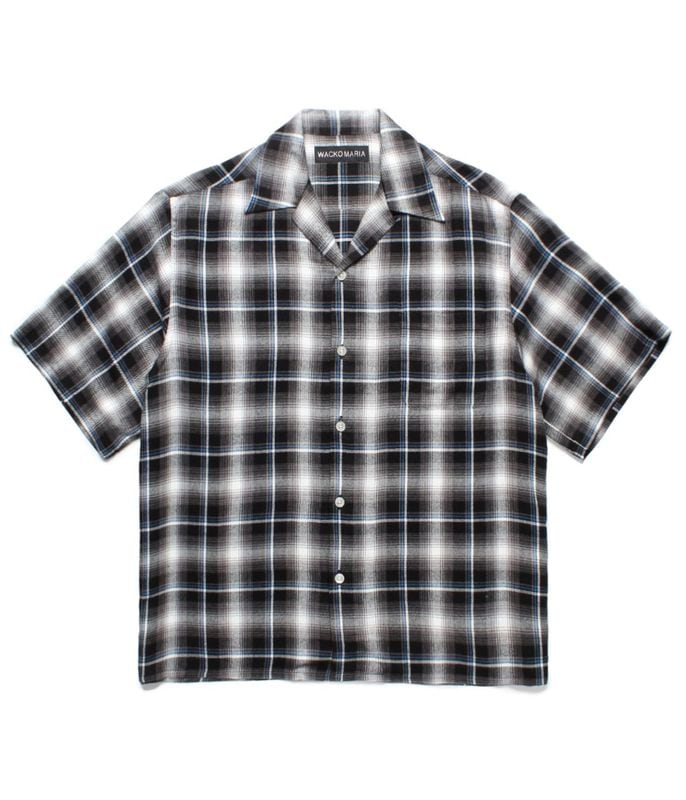 OMBRE CHECK OPEN COLLAR SHIRT (TYPE-1)【GRAY】