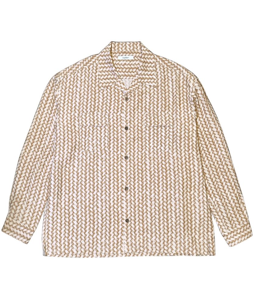 AJIRO BAMBOO L/S HAWAIIAN SHIRT【BEIGE】