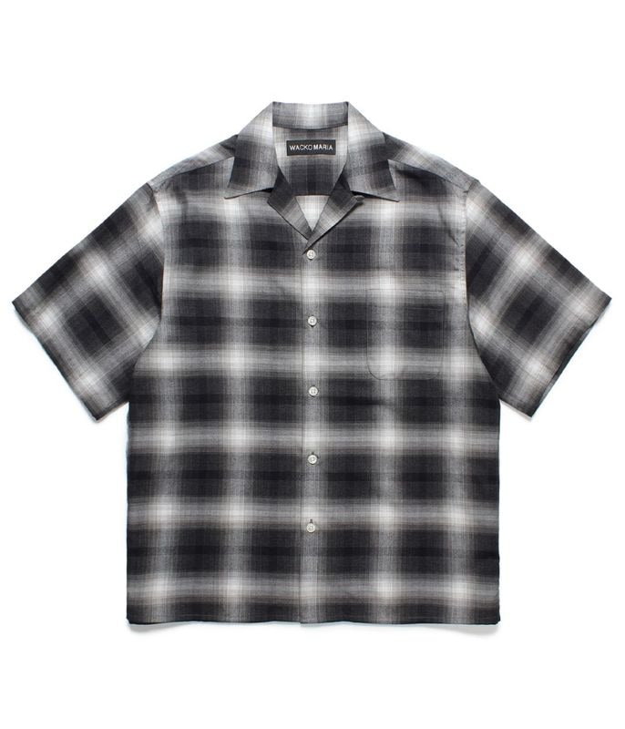 OMBRE CHECK OPEN COLLAR SHIRT (TYPE-2)【GRAY】