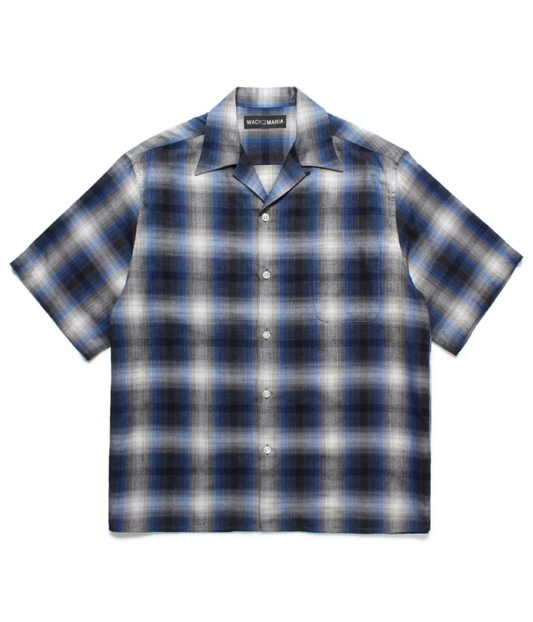 トップス wackomaria OMBRE CHECK OPEN COLLAR SHIRT Wacko Maria Men's Type-1 Ombre Check Open Collar Shirt in