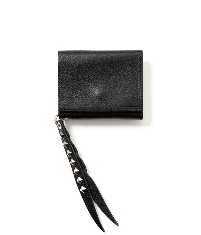 PLANE LEATHER MULTI WALLET -STUDS CHARM-【BLACK】