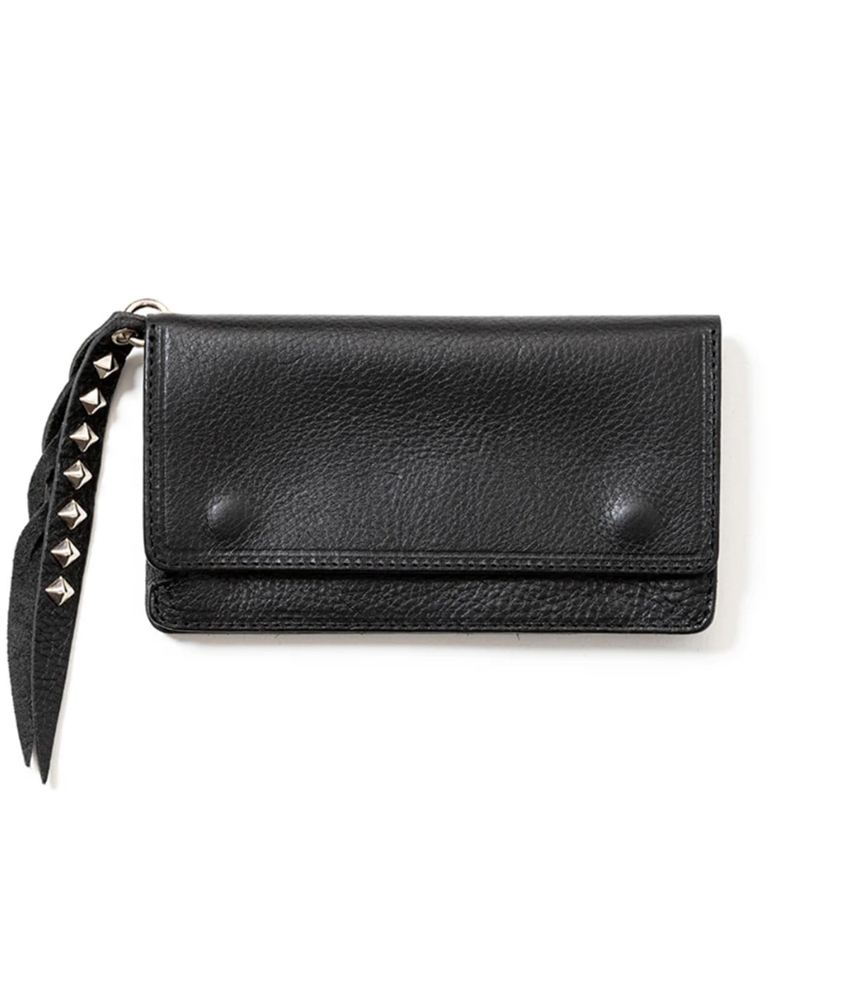 PLANE LEATHER LONG WALLET ＜STUDS CHARM＞【BLACK】