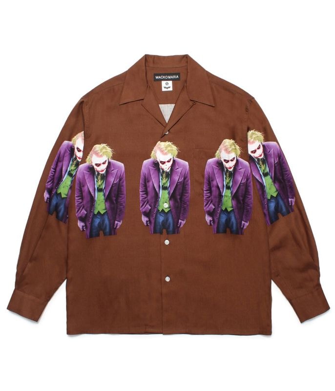 THE DARK KNIGHT TRILOGY / L/S HAWAIIAN SHIRT (TYPE-1)【BROWN】