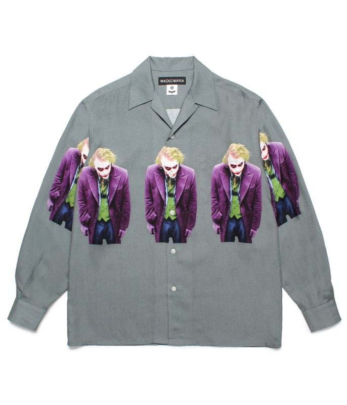 THE DARK KNIGHT TRILOGY / L/S HAWAIIAN SHIRT (TYPE-1)【GRAY】
