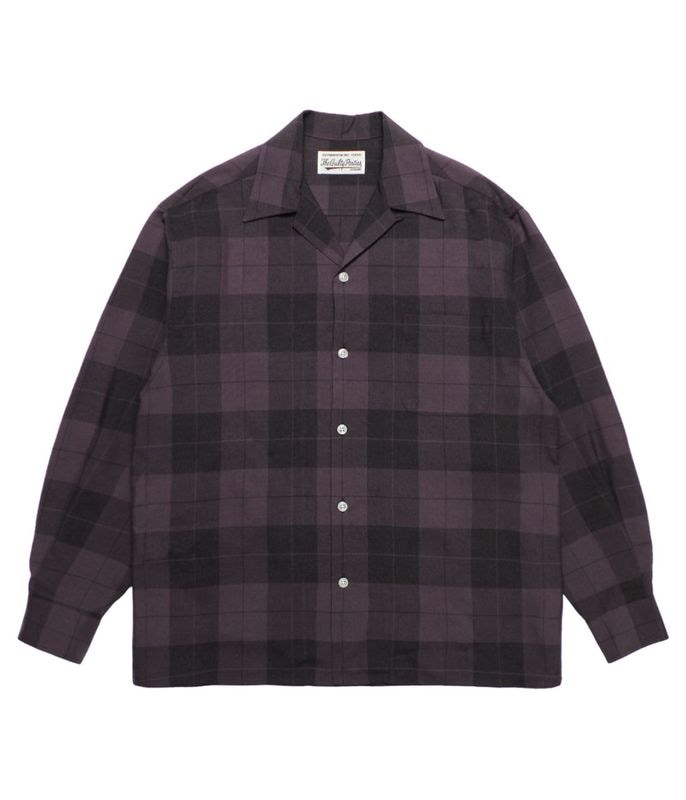 OMBRE CHECK OPEN COLLAR SHIRT【PURPLE】