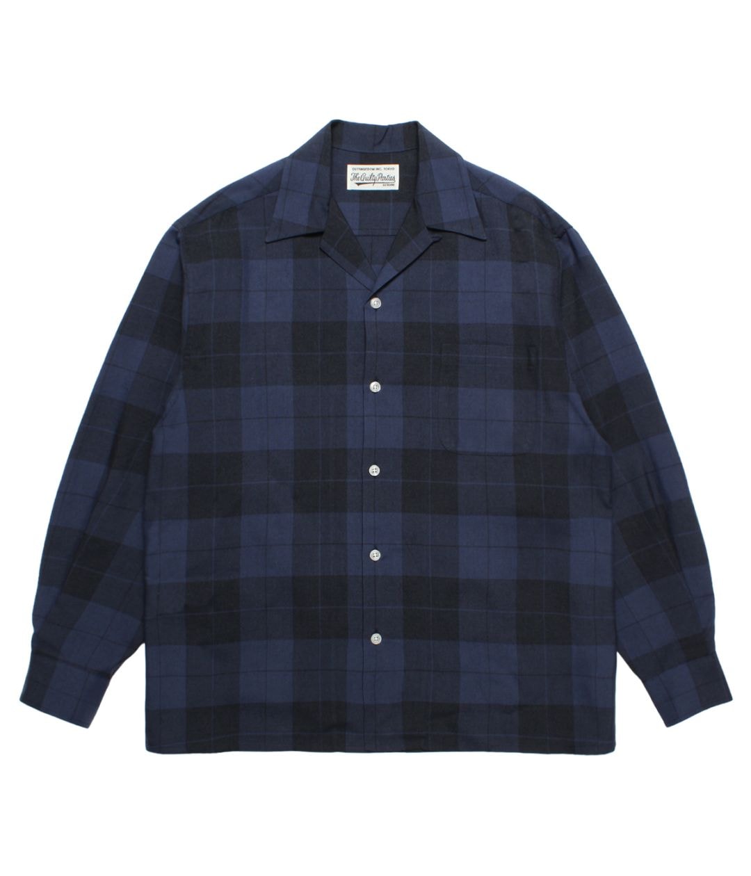 OMBRE CHECK OPEN COLLAR SHIRT【NAVY】