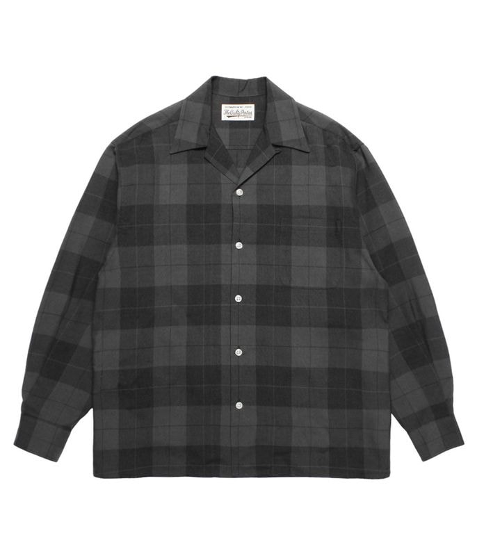 OMBRE CHECK OPEN COLLAR SHIRT【GRAY】