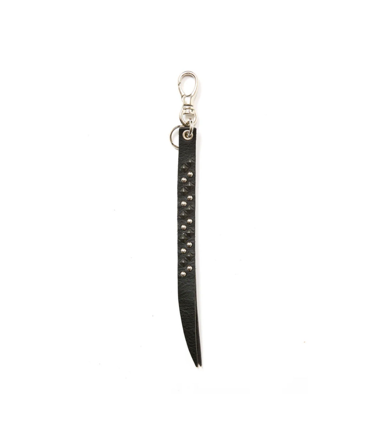 ROUND & PYRAMID STUDS LEATHER SHORT KEY RING【BLACK】