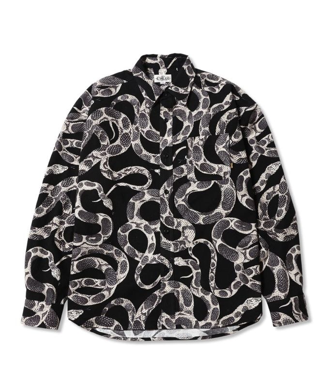 PRINT NEL L/S SH -SNAKE PATTERN-【BLACK】