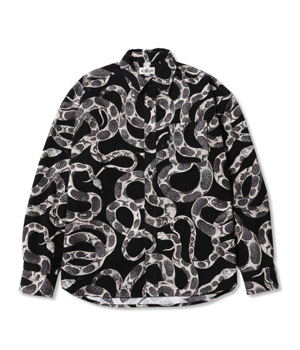 トップス CALEE SNAKE PATTERN SH LIMITED BLK XL PRINT NEL L/S SH -SNAKE PATTERN-【BLACK】｜CALEE｜MELTING