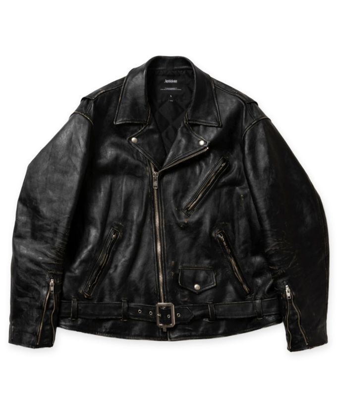 Leather Double Riders Jacket (Black Means)【BLACK】