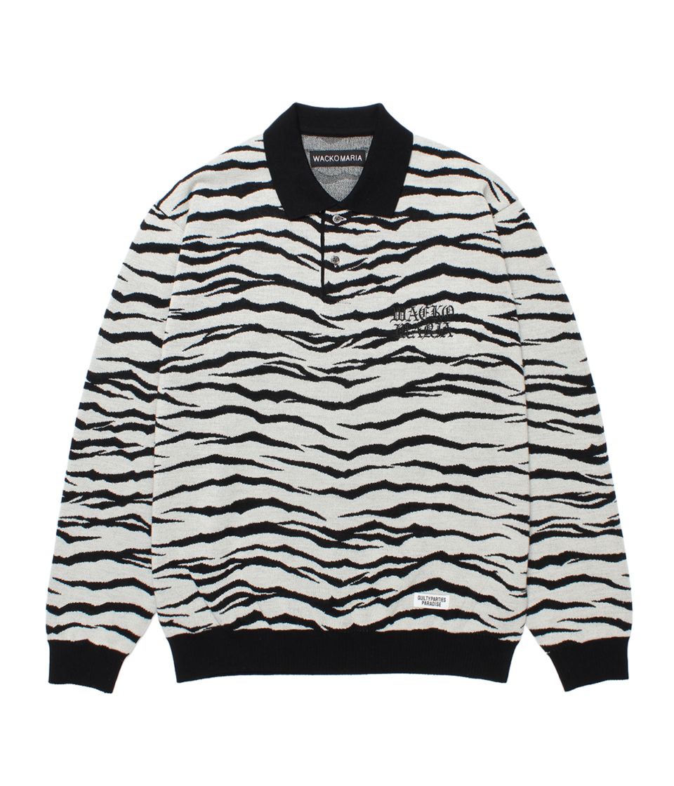 TIGER JACQUARD KNIT POLO SHIRT【IVORY】｜WACKO MARIA｜MELTING POT