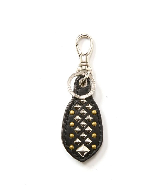 STUDS LEATHER RUGGED KEY RING【BLACK】
