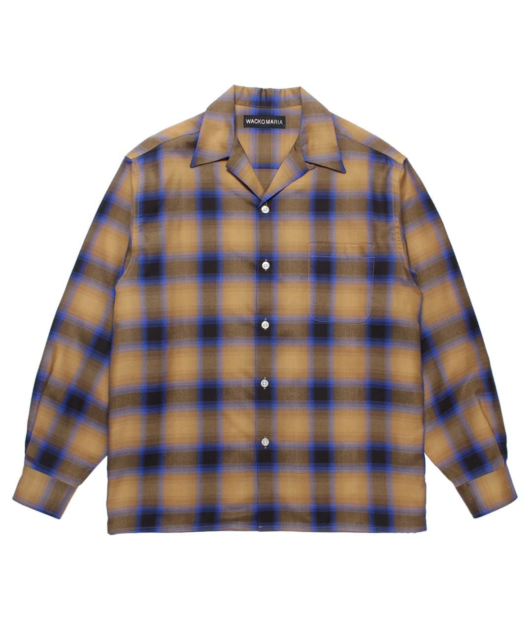 OMBRE CHECK OPEN COLLAR SHIRT (TYPE-2)【L-BROWN】｜WACKO