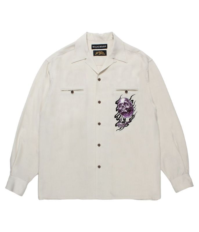 56 TATTOO STUDIO / 50'S OPEN COLLAR SHIRT【IVORY】
